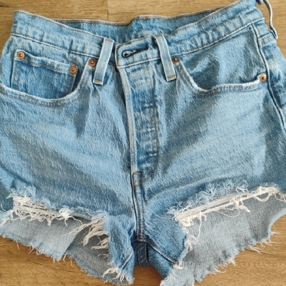 Levi's Light Blue Distressed Jean Shorts